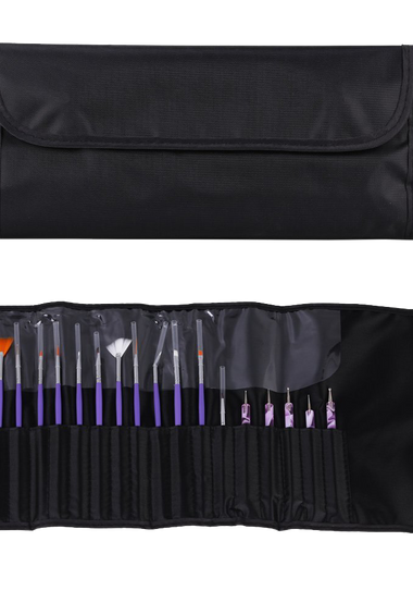 Ghb Nail Art Brushes Painting Draw Dotting Pens 24 Pieces Kit Set With Black Rollup Bag