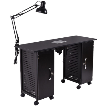 Giantex Manicure Nail Table Station Black Steel Frame Beauty Spa Salon Equipment Drawer